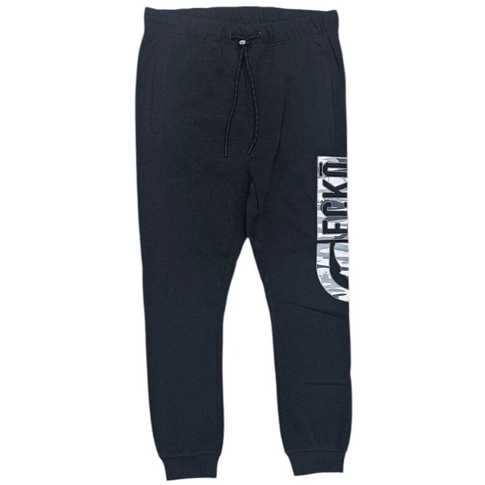 Ecko Unltd Men's Sweatpants Embroidered Camo Logo Charcoal Heather Fleece Jogger